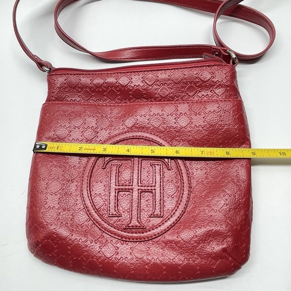 Tommy Hilfiger Crossbody Shoulder Strap Zipper Faux Leather Red Bag Purse - Picture 8 of 9